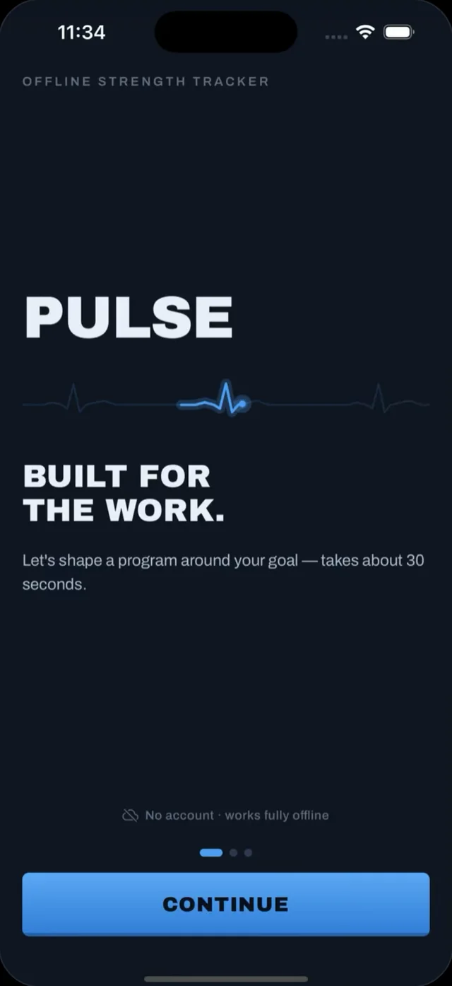 PULSE onboarding — wordmark and ECG
